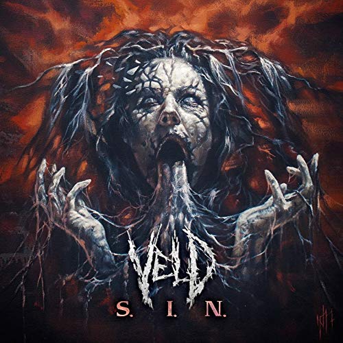 "Album cover art featuring a dark, eerie illustration of a screaming figure with twisted, gnarled features."