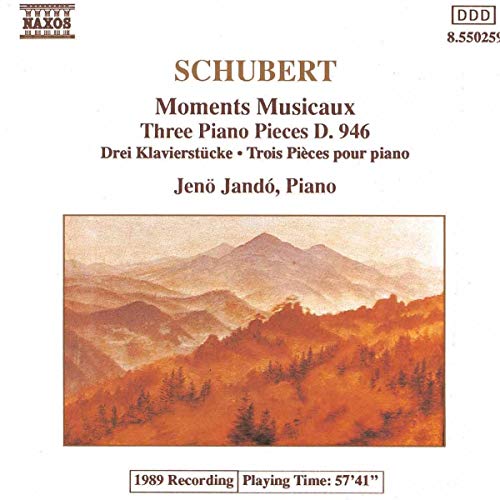 CD cover for Schubert’s “Moments Musicaux” featuring a landscape painting.