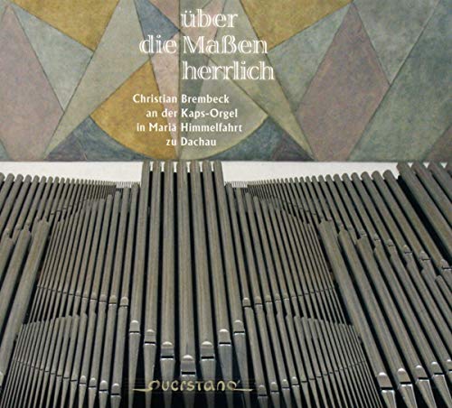 "CD cover with organ pipes and geometric ceiling design."