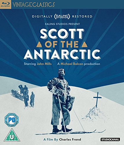Scott of the Antarctic" Blu-ray cover featuring explorers in a snowy landscape.
