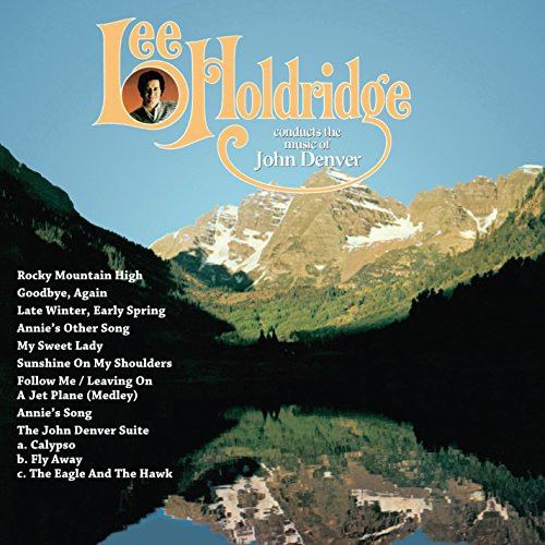 "Album cover with mountain landscape, conductor Lee Holdridge, and song list."