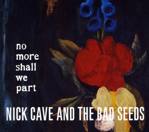 "Album cover with red and white flowers, blue stems, and white text on dark background."