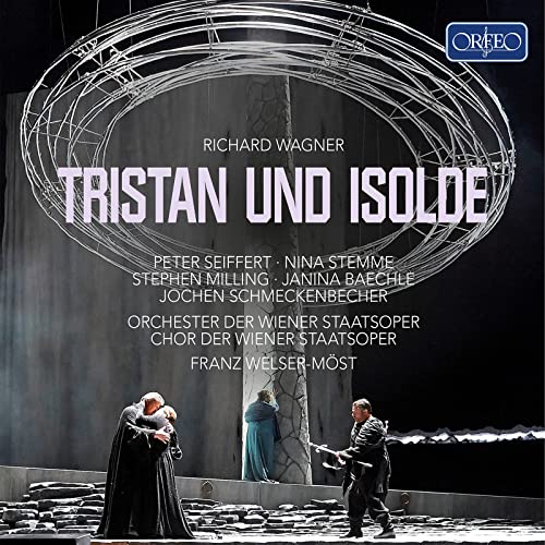 CD cover for Wagner’s *Tristan und Isolde* featuring performers and stage imagery.