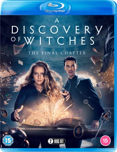 A Discovery of Witches" Season 3 Blu-ray cover with two figures and magical objects.