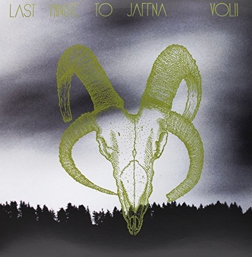 A green ram skull is centered on a dark, cloudy album cover.