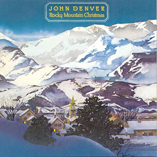 CD cover: snowy mountain village with church, John Denver album art.
