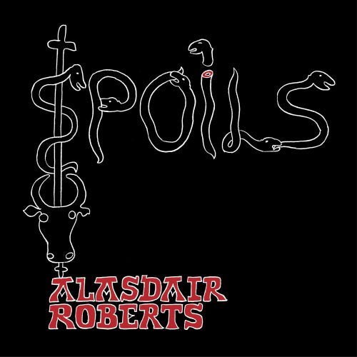 "Black album cover with white snake outline art and red artist name."