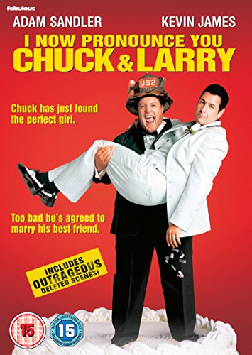 DVD cover for "I Now Pronounce You Chuck & Larry" with two men in wedding attire.