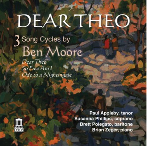"Album cover with abstract autumnal painting and white text, featuring 'DEAR THEO' prominently."