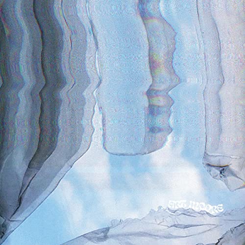 Abstract blue and white album cover with a distorted face.