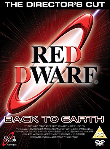 "Red Dwarf: Back to Earth DVD cover with red and black design, featuring the show's title."