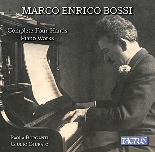 Black and white CD cover featuring a man playing piano with sheet music.