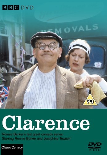 "DVD cover for 'Clarence' featuring Ronnie Barker and Josephine Tewson in period costume."