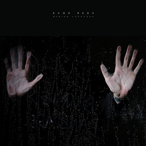 Dark album cover with hands pressed against a rain-streaked surface.
