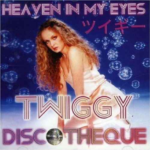 "Twiggy album cover with a woman surrounded by bubbles and text."