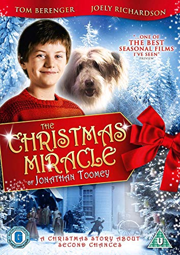 DVD cover for "The Christmas Miracle Of Jonathan Toomey" featuring a boy and dog.