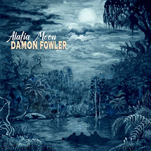 "CD album cover with dark, mystical swamp scene under full moon."