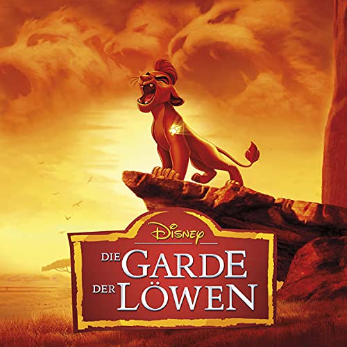 Lion cub roaring on a rocky outcrop, with German text and Disney logo.