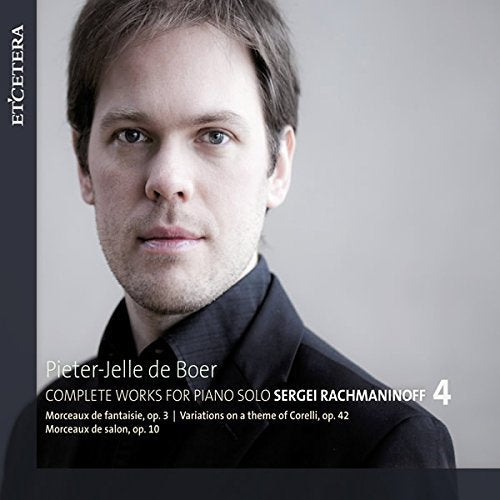 CD cover featuring pianist Pieter-Jelle de Boer and text about Rachmaninoff.