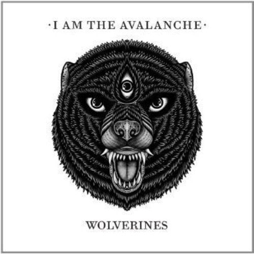 A black-and-white illustration of a snarling wolverine head on a white background.
