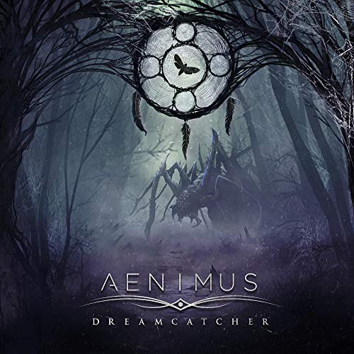 Dreamcatcher hangs in a dark forest, album art for Aenimus’ “Dreamcatcher.”