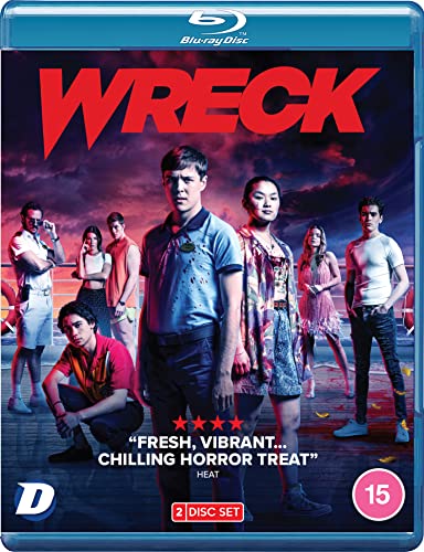Wreck" Blu-ray cover featuring a group of young people with a distressed look.
