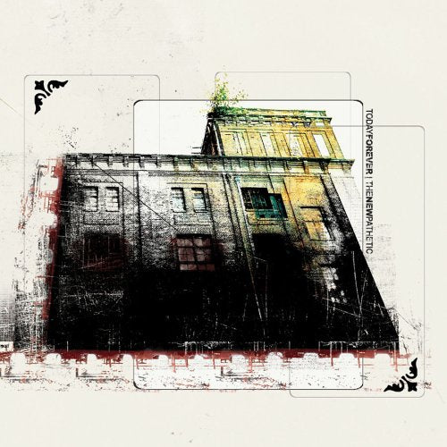 CD cover: distressed building illustration with text and grunge effects.