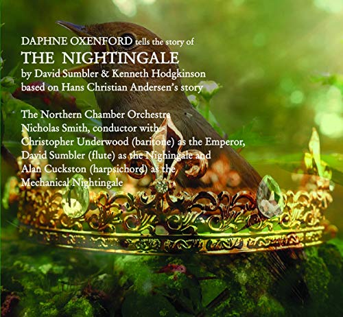 "CD cover featuring a nightingale perched on an ornate gold crown, surrounded by greenery."