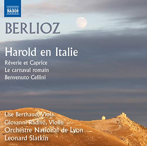 CD cover for Berlioz’s “Harold in Italy” with a moonlit landscape.
