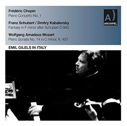 "CD cover with blue header, black-and-white photo of man playing piano, and composer names listed."