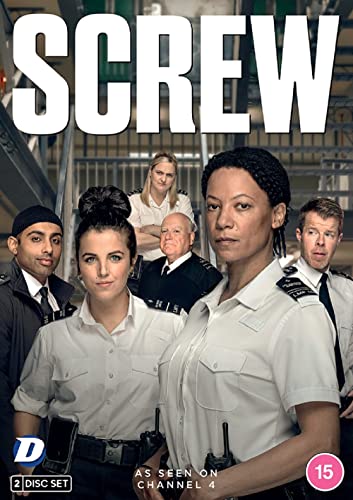 “Screw” DVD cover featuring six uniformed prison staff on stairs.