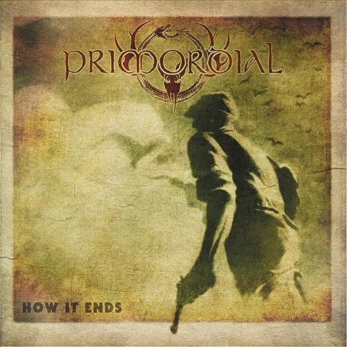 CD cover for Primordial’s “How It Ends” featuring a shadowy figure.