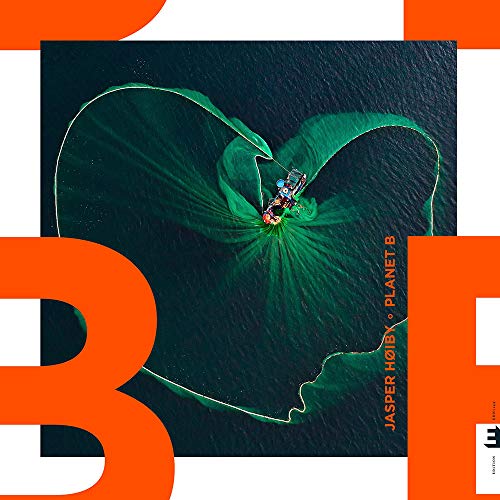 Album cover with a boat in a green heart-shaped net on dark water.