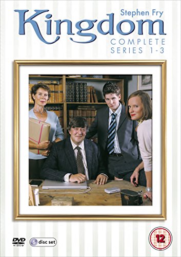 "Kingdom DVD cover featuring four actors in business attire in an office setting."