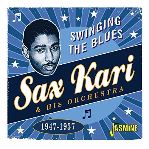 CD cover for Sax Kari & His Orchestra’s “Swinging The Blues,” featuring a portrait.