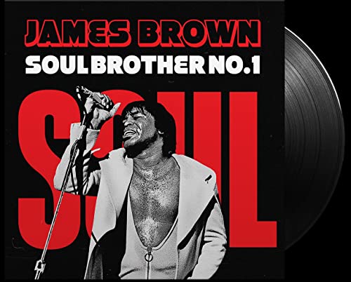 James Brown album cover with vinyl record beside it.