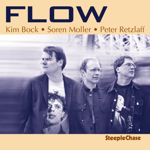 "Album cover with three men in black and white, beige background, and 'FLOW' title."