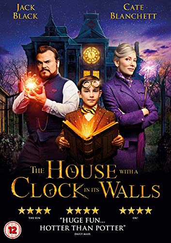 DVD cover for "The House With a Clock in Its Walls" featuring Jack Black.