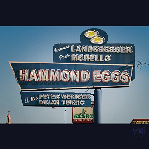 CD cover for "Hammond Eggs" by Jermaine Landsberger & Paulo M, featuring a diner sign.