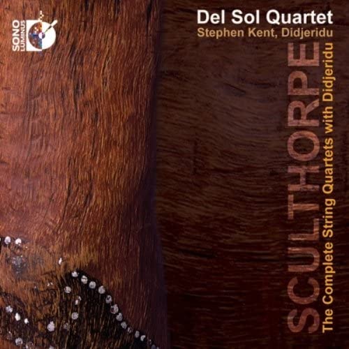 Blu-ray cover for "String Quartets with Didjeridu" featuring wood texture.