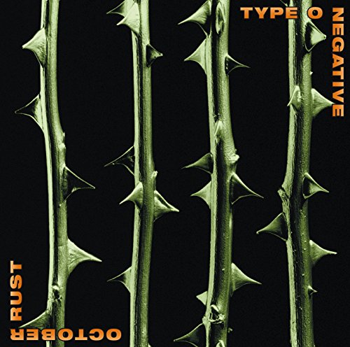 "CD album cover with thorn stems and 'Type O Negative - October Rust' text."
