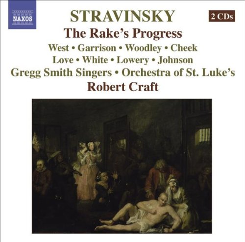 "CD cover with 'The Rake's Progress' and dark, dimly lit painting below."