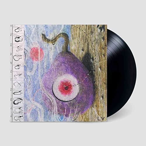 Vinyl record with album art featuring a painted fig and red circle.