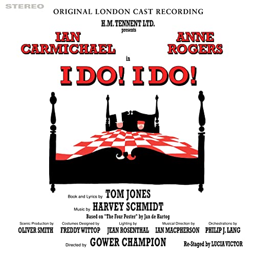 CD cover for “I Do! I Do!” musical, featuring a red bed illustration.