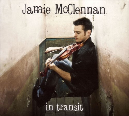 Man sitting in a narrow stairwell, playing a violin, on a CD cover.
