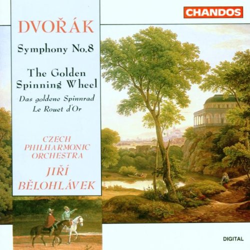 CD cover with landscape painting and text: Dvorak Symphony No. 8, conductor Jiri Belohlavek.