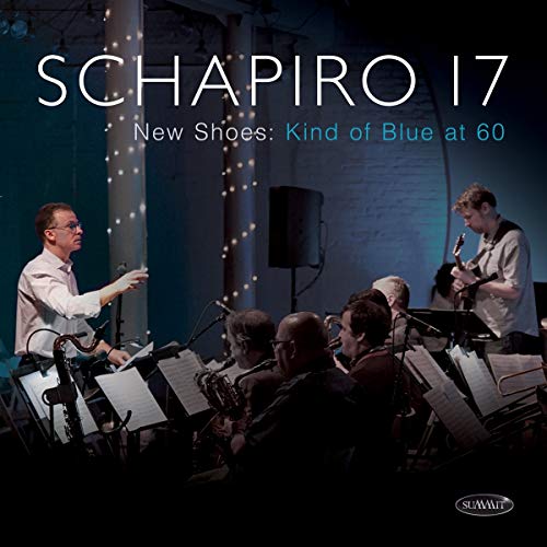 Jazz ensemble performing on stage, album cover for Schapiro 17’s “New Shoes.”