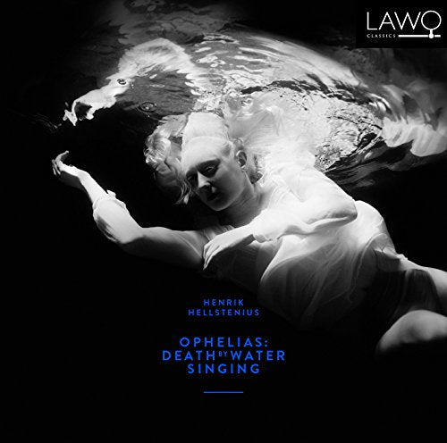 "Album cover with a woman floating underwater, wearing a white dress, against a dark background."