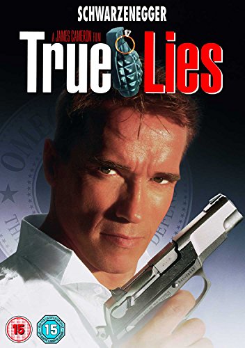 True Lies" DVD cover featuring Arnold Schwarzenegger holding a gun.