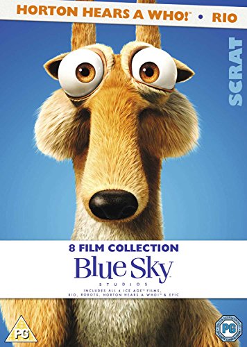 "Blue Sky Studios 8 Film Collection DVD cover featuring a cartoon dog's face against a blue background."